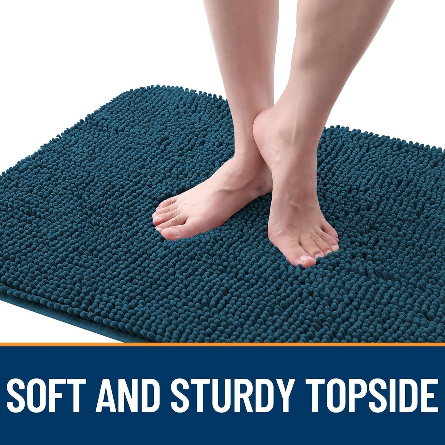 OLANLY Dog Door Mat for Muddy Paws 40x32, Absorbs Moisture and Dirt, Absorbent Non-Slip Washable Doormat, Quick Dry Chenille Mud Mat, Entry Indoor Entryway Carpet for Inside Floor, Atlantic Blue