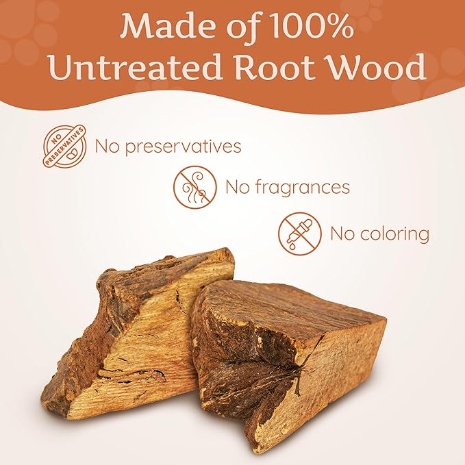 Wildfang® Briar Wood Chewing Root, Small - Splinter Free Wood Dog Chew Toys for Aggressive Chewer, Odorless Natural Teething Toys Dogs Dental Health, Healthy Gums (for Dogs Under 33 lbs), Pack of 3