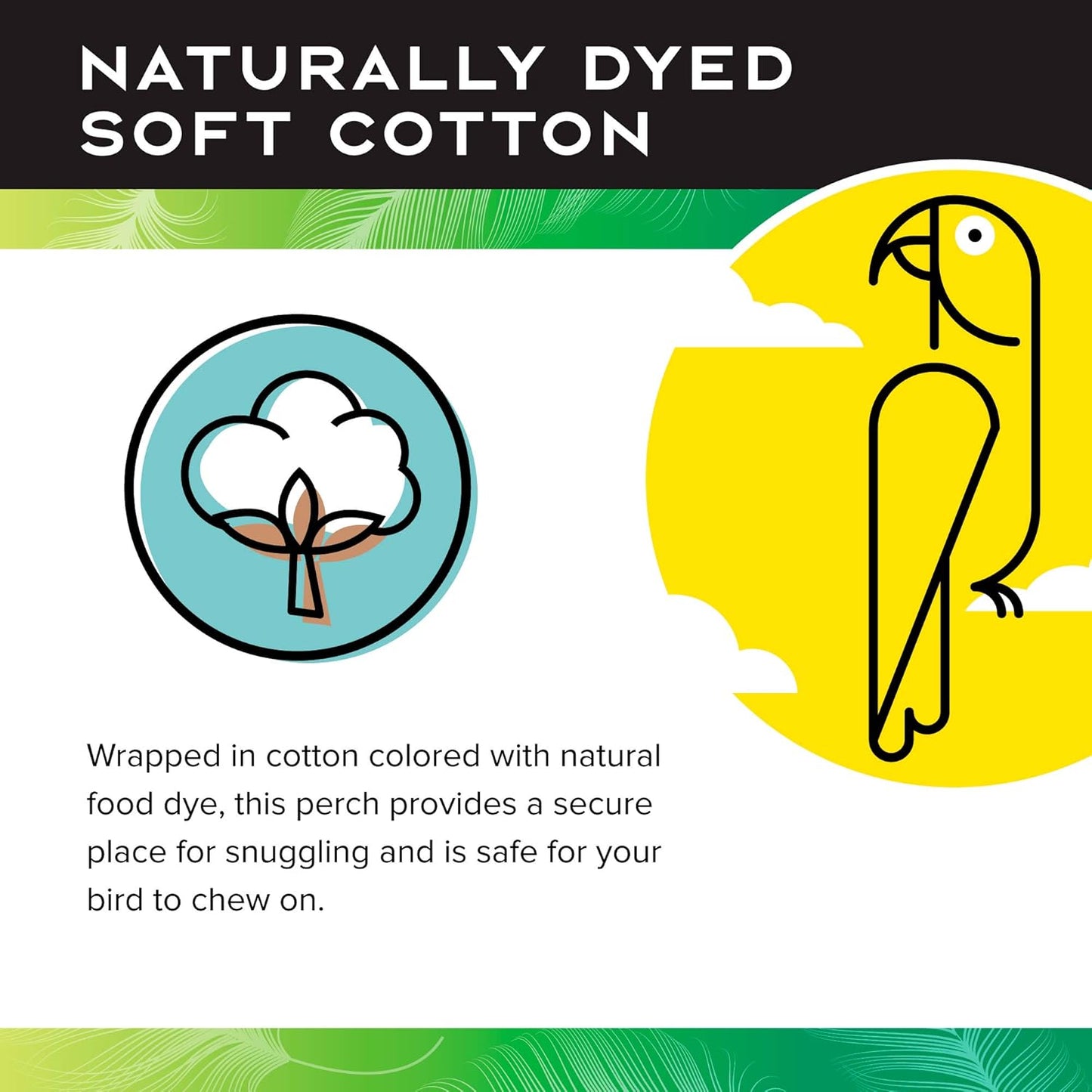 Featherland Paradise Cotton Snuggle Ring Bird Toy, Bird Perch, Large Bird Toys, for Parrots, Cockatoos, Macaws, Large Birds