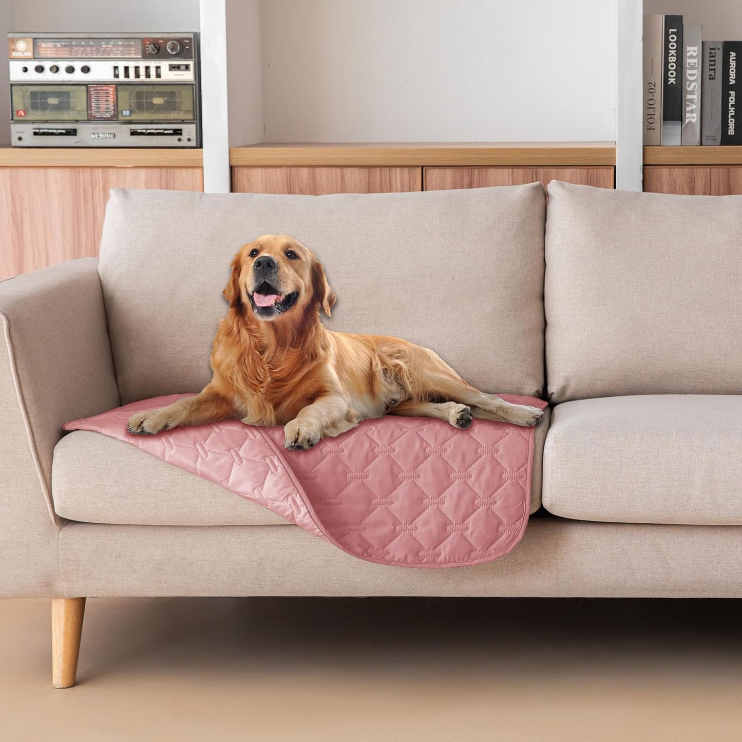 gogobunny 3X Stronger Waterproof Pet Blanket, Scratch Proof Furniture Protector for Dogs Cats, Reversible Cover 30x30 Inch, Dark Pink/Light Pink