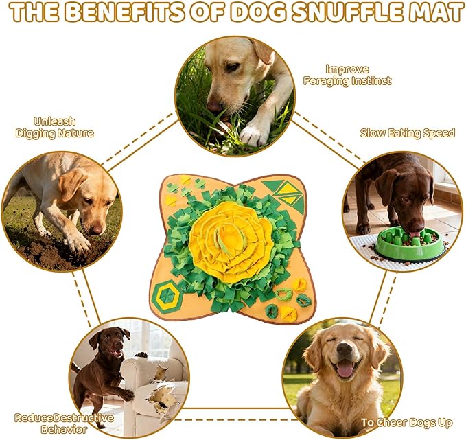Pet Snuffle Mat for Dogs Large Breed 36'' X 36''- Interactive Dog Toys for Boredom - Slow Feeder - Sniff mat - Enrichment Toys- Mental Stimulation- Slow Feed- Washable & Foldable