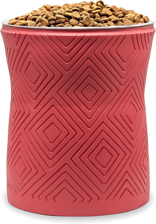 Pet Junkie Santa Fe Single Elevated Dog Bowl Stand with Removable Stainless Steel 44oz Inner Bowl for Medium to Large Breed - Raised Dog Food or Water Station (Large, Coral Pink)