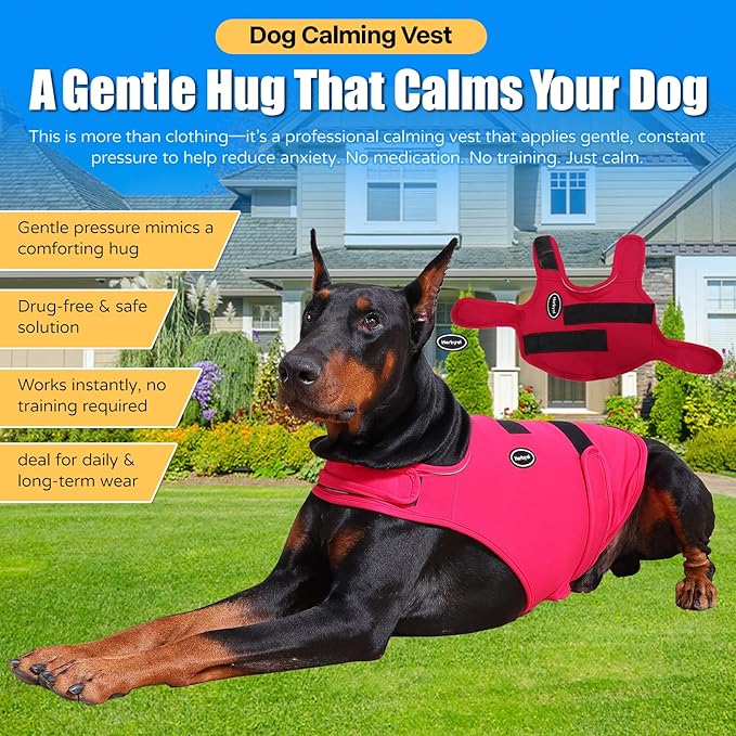 Dog Anxiety Vest - Skin-Friendly Calming Shirt for Thunder, Fireworks, Vet Visits & Separation Anxiety – No Medicine or Training Needed – Suitable for Small, Medium, and Large Dogs