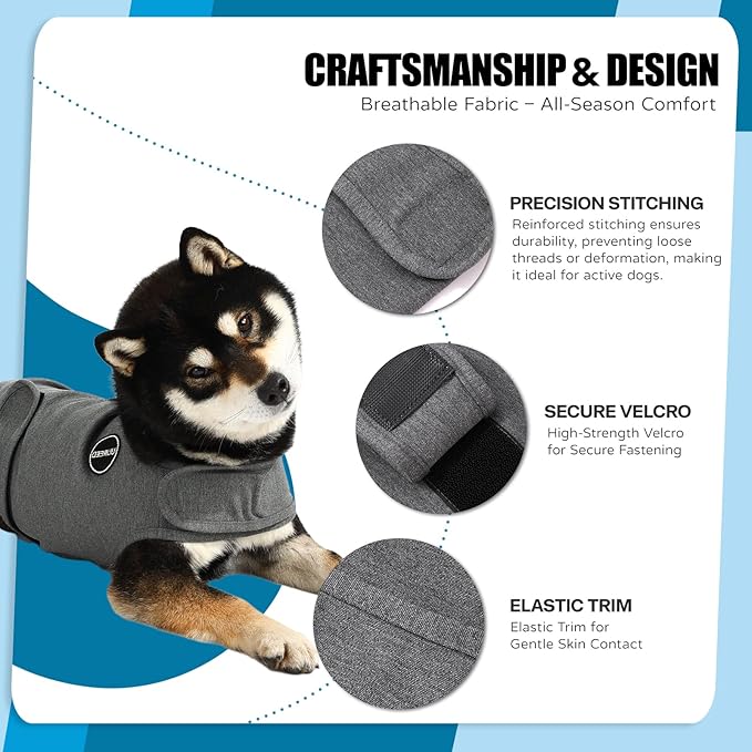 Dog Anxiety Vest Comfort Relief Coat, Dog Anxiety Calming Vest Wrap for Thunderstorm, Travel, Fireworks, Vet Visits, Separation Anxiety Relief for Dogs