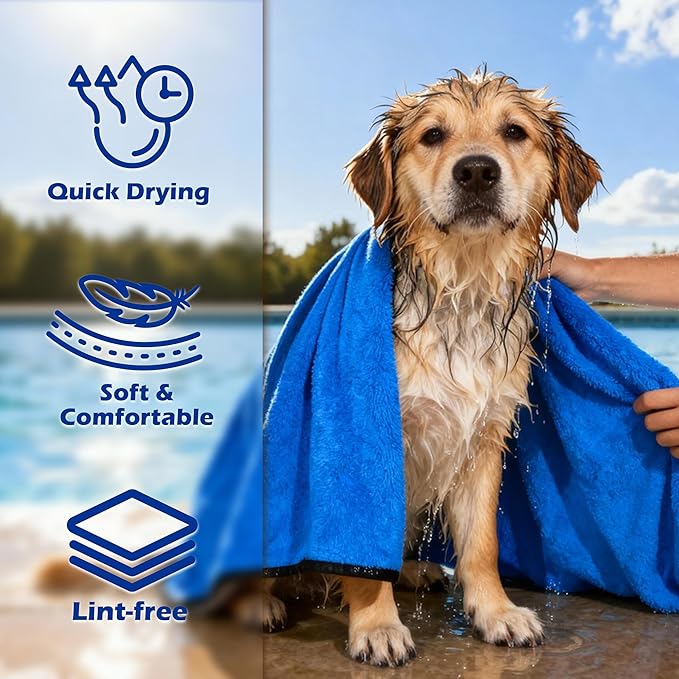 MICOOYO Dog Towels for Drying Dogs 3 Pack, Ultra Absorbent Microfiber Pet Bath Blanket | Quick Dry Towel for Dogs and Cats, 28"x40", L