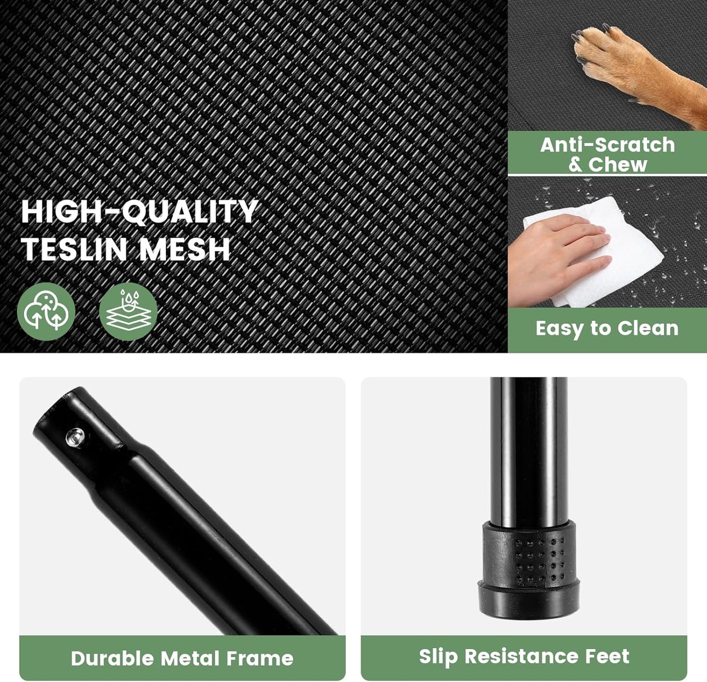 Elevated Dog Bed for Outdoor, XXL Raised Dog Cot Indestructible with Washable Mesh, Cooling Summer Pet Cot Chew Proof for Outside Camping Travel, 59"x36" Brown