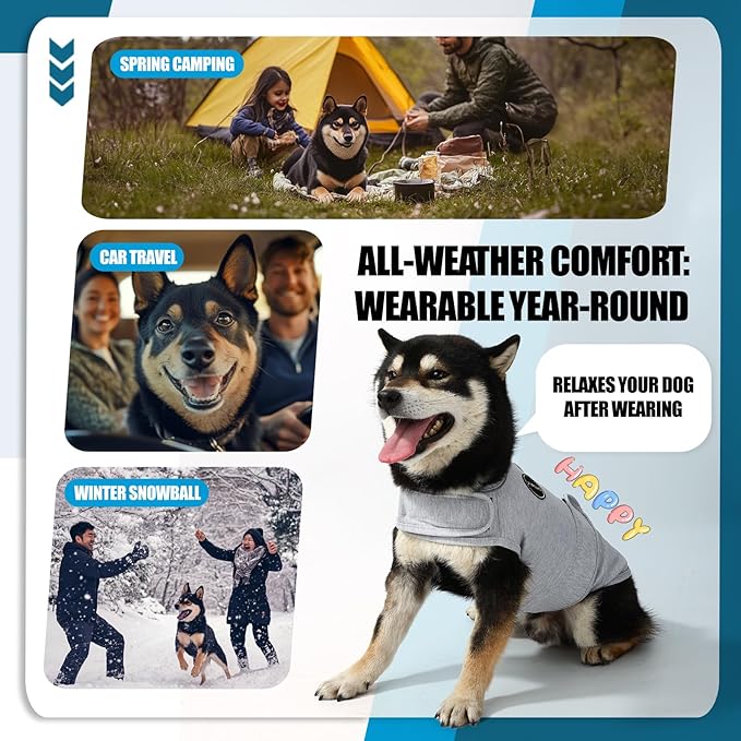 Dog Anxiety Vest Comfort Relief Coat, Dog Anxiety Calming Vest Wrap for Thunderstorm, Travel, Fireworks, Vet Visits, Separation Anxiety Relief for Dogs