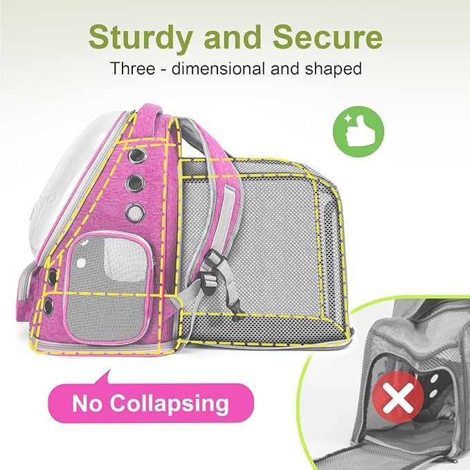Expandable Cat Backpack,Cat Bubble Backpack Carrier for Carrying Cats, Pets and Small Dogs,Airline-Approved,Designed for Travel, Hiking, Walking,Car （Pink