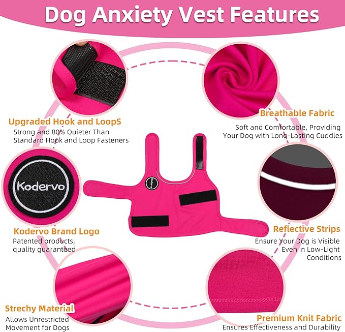 Dog Anxiety Vest, Skin-Friendly Thunder Jacket for Dogs, Dog Calming Shirt for Thunder, Fireworks, Vet Visits and Separation - Keep Pet Calm Without Medicine, Fit for Small Medium Large Dogs