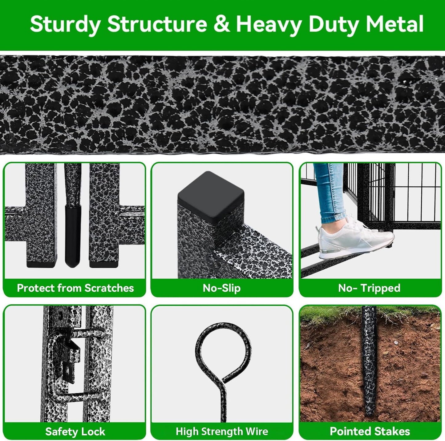 Dog Playpen Outdoor Extra Wide 12 Panels Heavy Duty Dog Fence 32" Height Anti-Rust with Doors Portable for RV Camping Yard, Total 32FT, 79 Sq.ft, Snowy Black