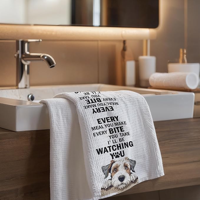 Funny Schnauzer Mastiff Dog Kitchen Towels Mom Lover Gifts Decor Dish and Hand Towel for Kitchen and Bathroom, Funny Every Meal You Make Dog Kitchen Decor, 16x24 Inches