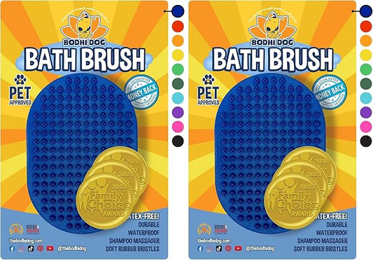 Bodhi Dog Shampoo Brush | Pet Shower & Bath Supplies for Cats & Dogs | Dog Bath Brush for Dog Grooming | Long & Short Hair Dog Scrubber for Bath | Professional Quality Dog Wash Brush (One Pack, Blue)