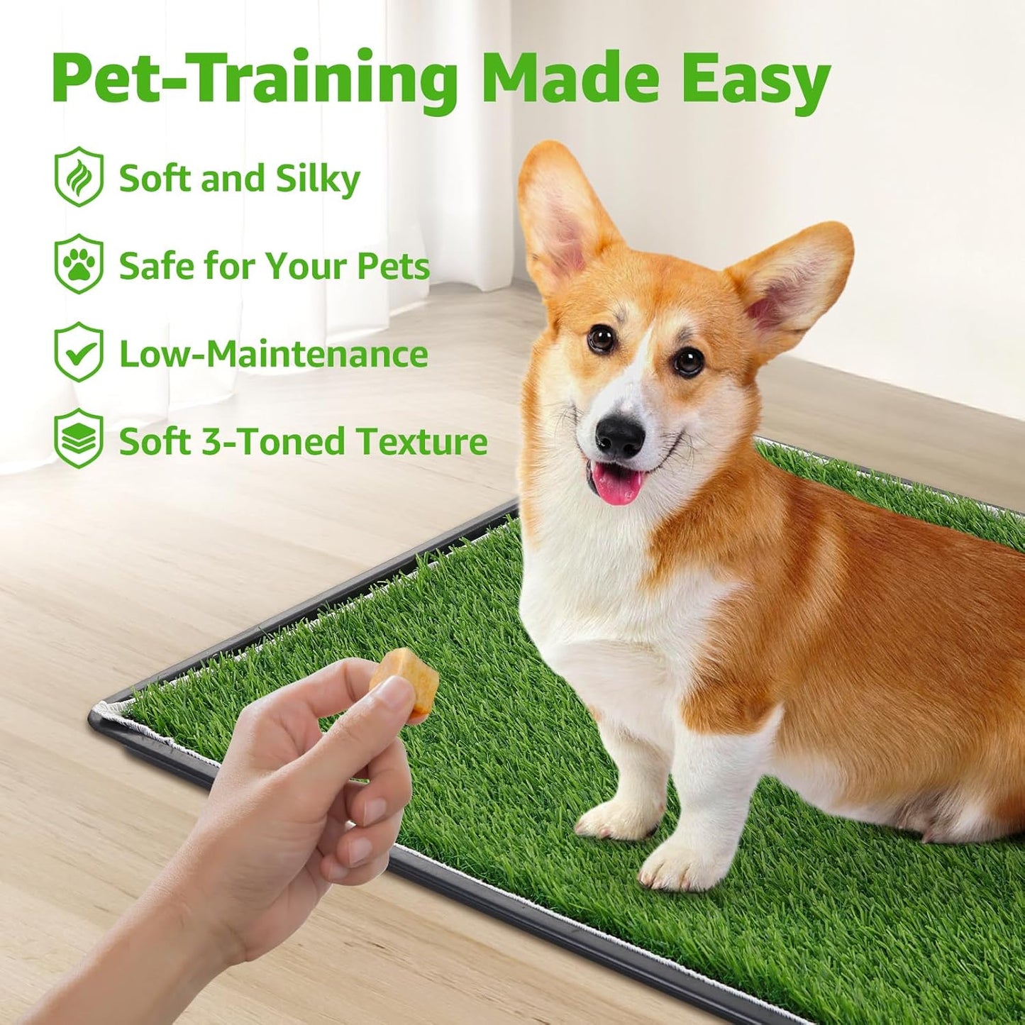 Dog Grass Large Potty Patch, Dog Litter Boxes Artificial Grass Bathroom Turf for Pet Training, Washable Puppy Pee Pad, Perfect Indoor/Outdoor Portable Potty Pet Loo (Potty system-47.6"x29.2")