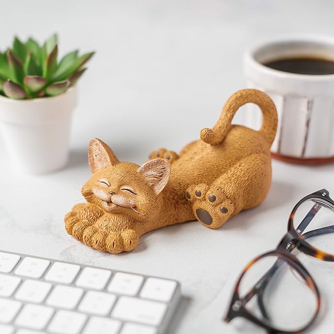 JFSM INC. Whimsical Orange Cat Lounging Figurine Cat Home Office Decoration - Happy Cat Collection - Gifts for Cat Lovers, Cat Lover Gifts for Women, Cat Lover Gifts for Men, Cat Decor for Cat Lovers