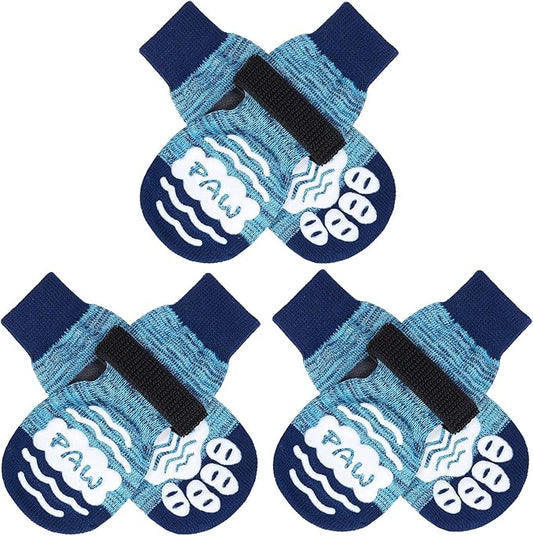 BEAUTYZOO Anti-Slip Dog Socks,Dog Shoes for Hot/Cold Pavement,Paw Protectors with Grips 3 Pairs for Puppy Small Medium Large Senior Old Dogs,Dog Socks to Prevent Licking and Hardwood Floor Protection