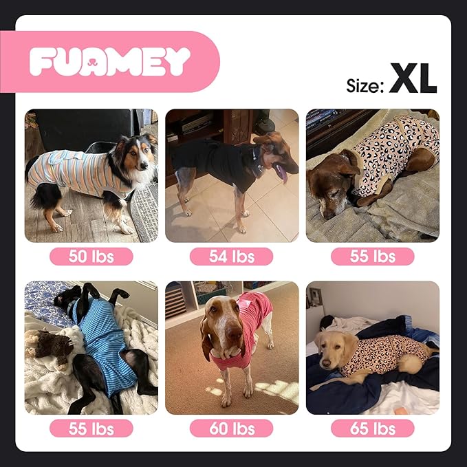 FUAMEY Dog Recovery Suit Male,Dogs Surgery Neuter Suits Puppy Spay Shirts for Female Protect Dog's Skin Anti Licking Abdominal Wounds Doggie Onesie Pet Bodysuit Alternative to Cone Red Stripes XL