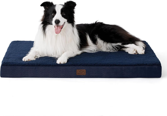 Bedsure Dog Beds Large Sized Dog - Orthopedic Flat Pet Beds with Removable Washable Cover, Egg Crate Foam Puppy Mat, Suitable for Pet Up to 65 lbs