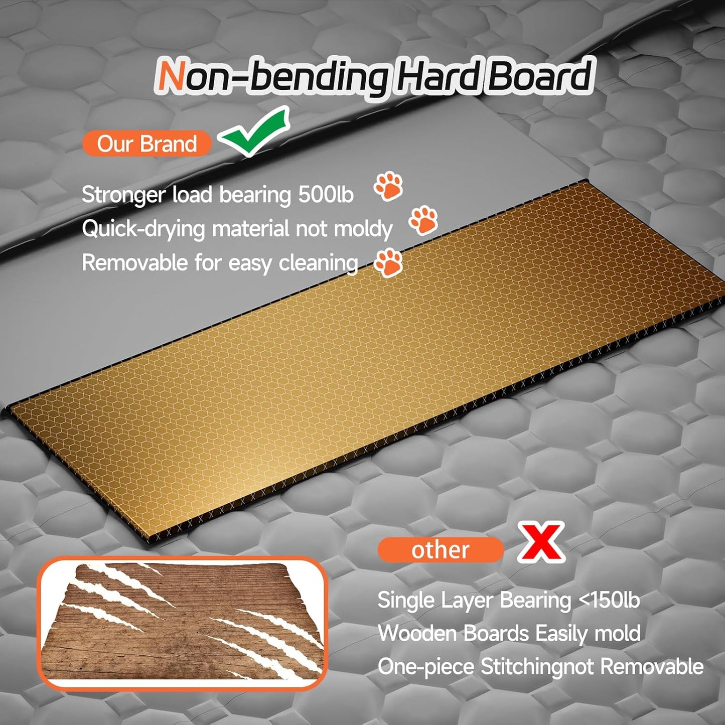 Grey Large Space Dog Hammock for Car, SUV, Small Truck - Universal Fit Dog Car Seat Cover with Hard Bottom, Waterproof & Scratch-Proof, Supports Up to 500 lbs