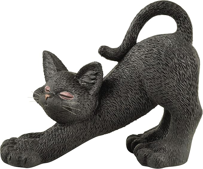 JFSM INC. Whimsical Black Cat Stretching Figurine Cute Collectible - Happy Cat Collection - Gifts for Cat Lovers, Cat Lover Gifts for Women, Cat Lover Gifts for Men, Cat Decor for Cat Lovers