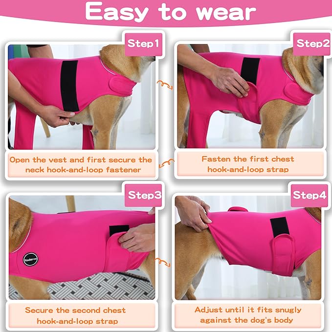 Dog Anxiety Vest, Skin-Friendly Thunder Jacket for Dogs, Dog Calming Shirt for Thunder, Fireworks, Vet Visits and Separation - Keep Pet Calm Without Medicine, Fit for Small Medium Large Dogs