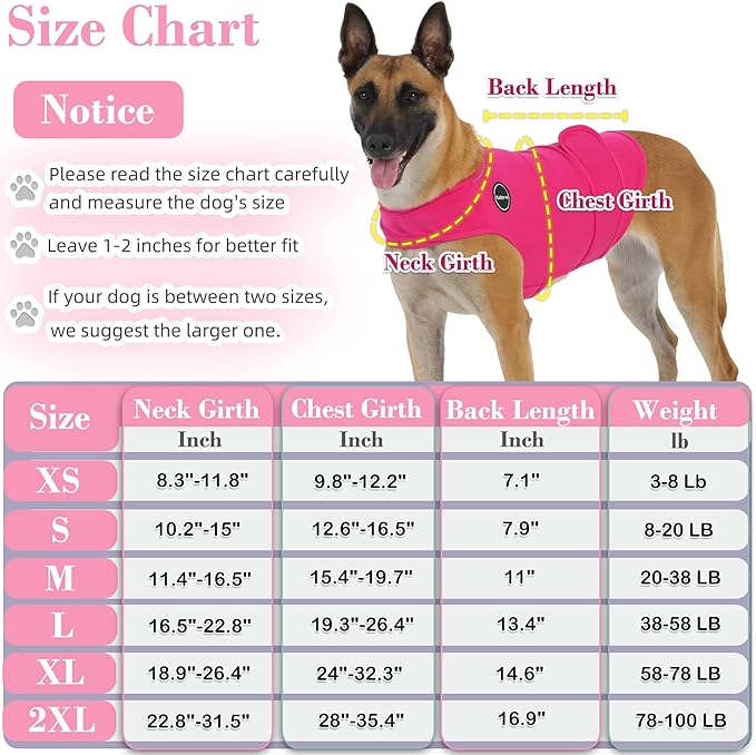 Dog Anxiety Vest, Skin-Friendly Thunder Jacket for Dogs, Dog Calming Shirt for Thunder, Fireworks, Vet Visits and Separation - Keep Pet Calm Without Medicine, Fit for Small Medium Large Dogs