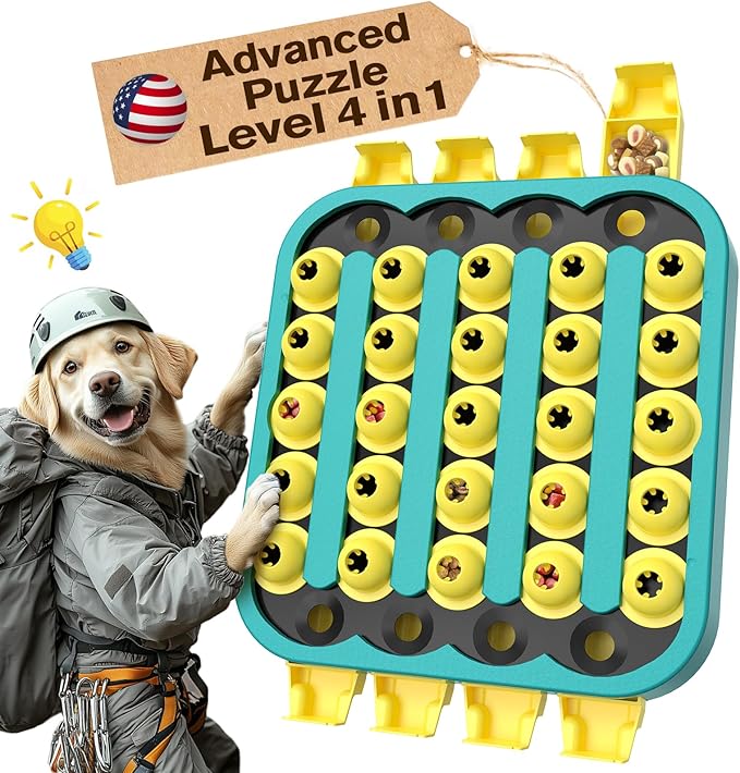 KADTC 4 Levels of Step-by-Step Challenge - U.S. Brand & Design - Extra-Large Size Easy to Advanced Dog Puzzle Toy for Small/Medium/Large Smart Dogs Hard Puzzles Difficult Mental Stimulation Toys