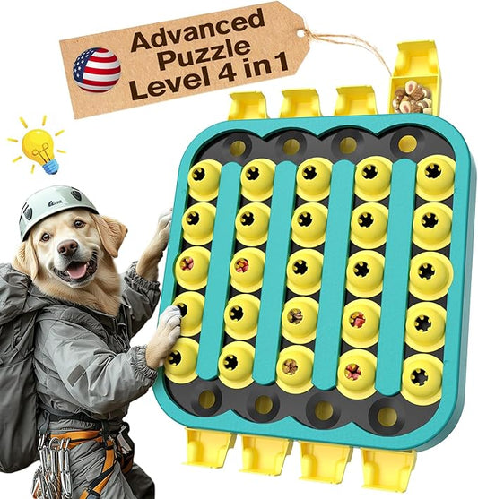 KADTC 4 Levels of Step-by-Step Challenge - U.S. Brand & Design - Extra-Large Size Easy to Advanced Dog Puzzle Toy for Small/Medium/Large Smart Dogs Hard Puzzles Difficult Mental Stimulation Toys