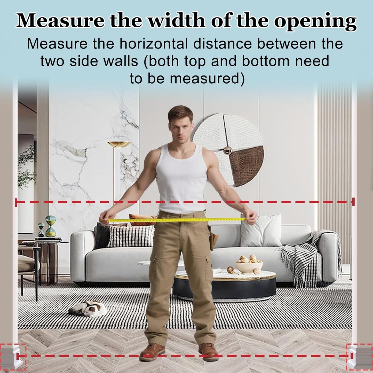 WAOWAO Triple Lock Baby Gate Extra Wide 76.77-81.49" Pressure Mounted Walk Through Swing Auto Close Safety White Metal Dog Pet Puppy for Stairs,Doorways,Kitchen