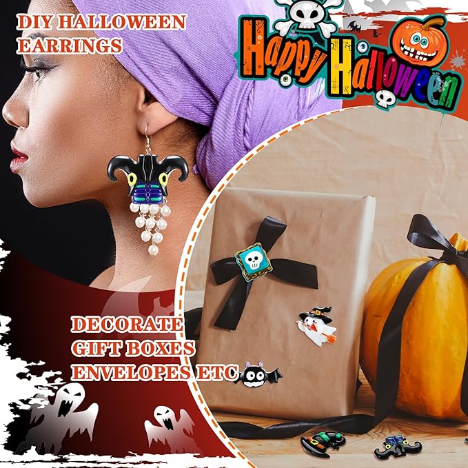 Liliful 60 Pcs Mini Halloween Miniatures Garden Figurines Resin Pumpkin Ghost Ornaments Mini Halloween Figures for DIY Garden Accessories Adornments Embellishment Decorations Party Supplies (Gothic)