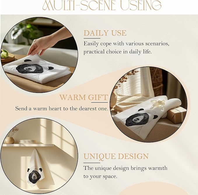 Funny Bathrobe Black Bear Hand Towels, Wild Animal Hand Towels for Bathroom Washroom Restroom, Bear Bathroom Decor, 16x24 Inch