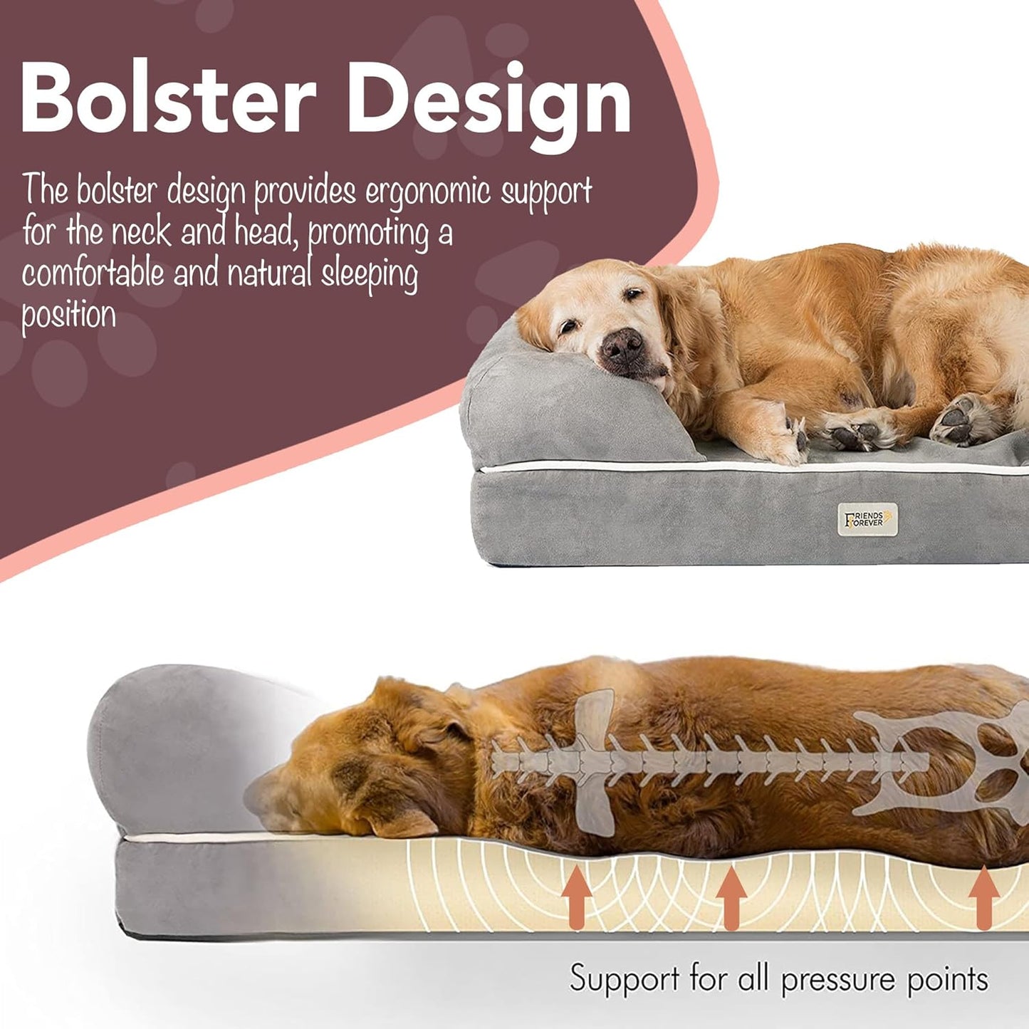 Chester Small Dog Bed - Orthopedic Memory Foam Mattress, Calming Couch, Wall Rim Pillow, Water Resistant, Washable Cover, Non-Slip, Cocoa Brown