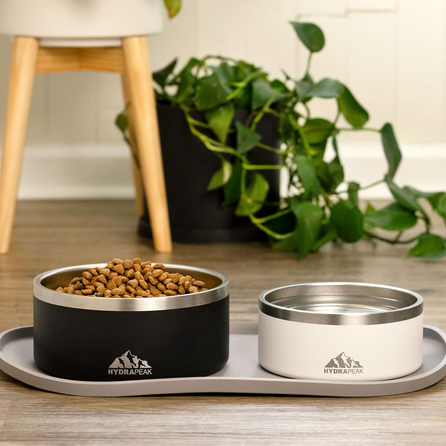 Hydrapeak Dog Bowl; Non Slip Stainless Steel; Water and Food Dish; Large Sized and Small Dogs; 32oz 64oz; Multiple Sizes; 4 Cup | Black