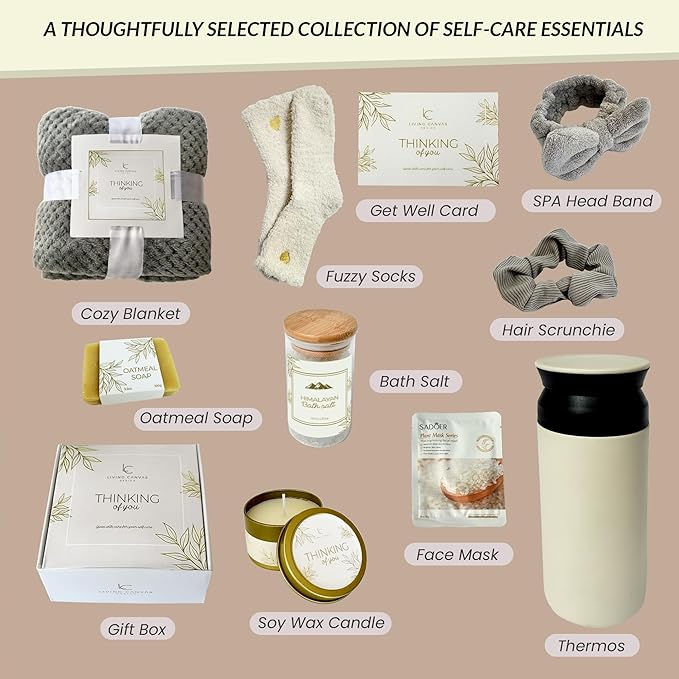 Valentine’s Day Gifts for Her – 11-Piece Women’s Self Care Spa Gift Basket with Blanket, Bath Salts & Oatmeal Soap, Romantic Get Well & Inspirational Gift for Girlfriend, Wife, Mom