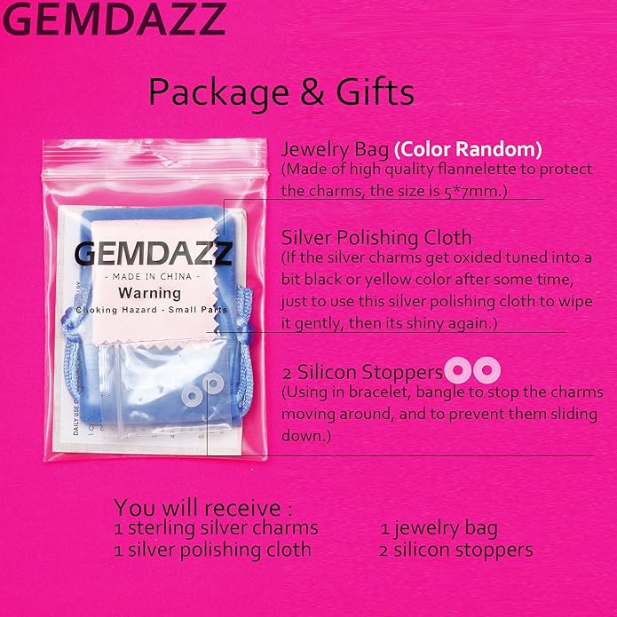 GEMDAZZ Sparkling Puppy Paw Print Charms in 925 Sterling Silver, Pave Dog Pawprint CZ Round Beads and Always in My Heart Charms, Gift for Animal Lover, fit European Women Bracelet/Necklace