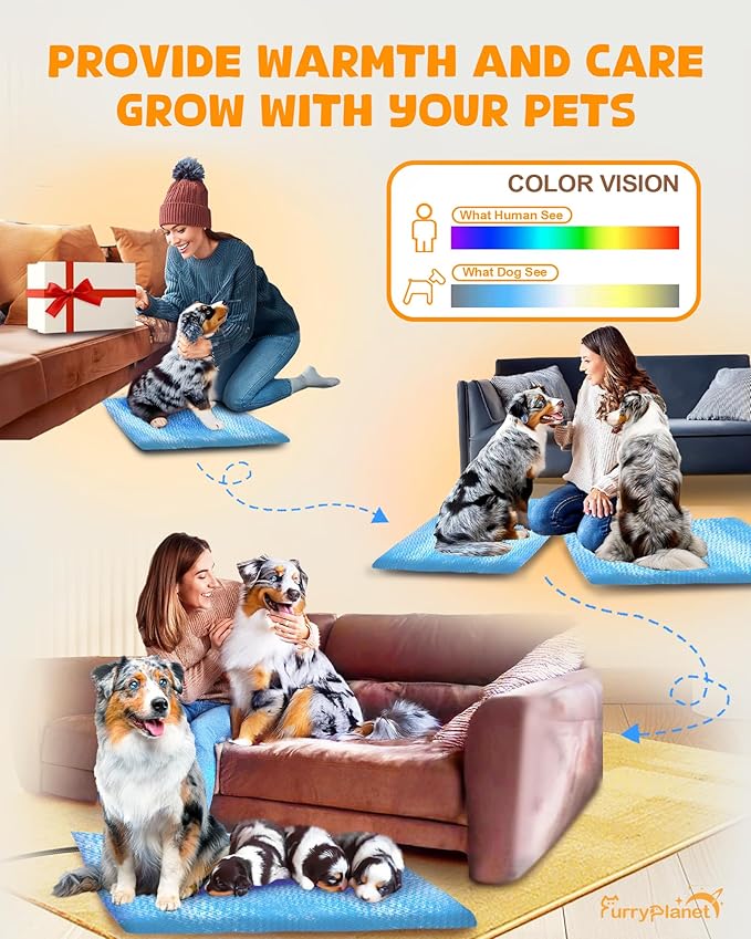 Upgrade Dog Heating Pad with 2 Covers&840D Storage Bag,Adjustable Temperature Electric Pet Heating Pad with Timer,Waterproof Large Heated Bed Mat with Chew-Proof Cord,L