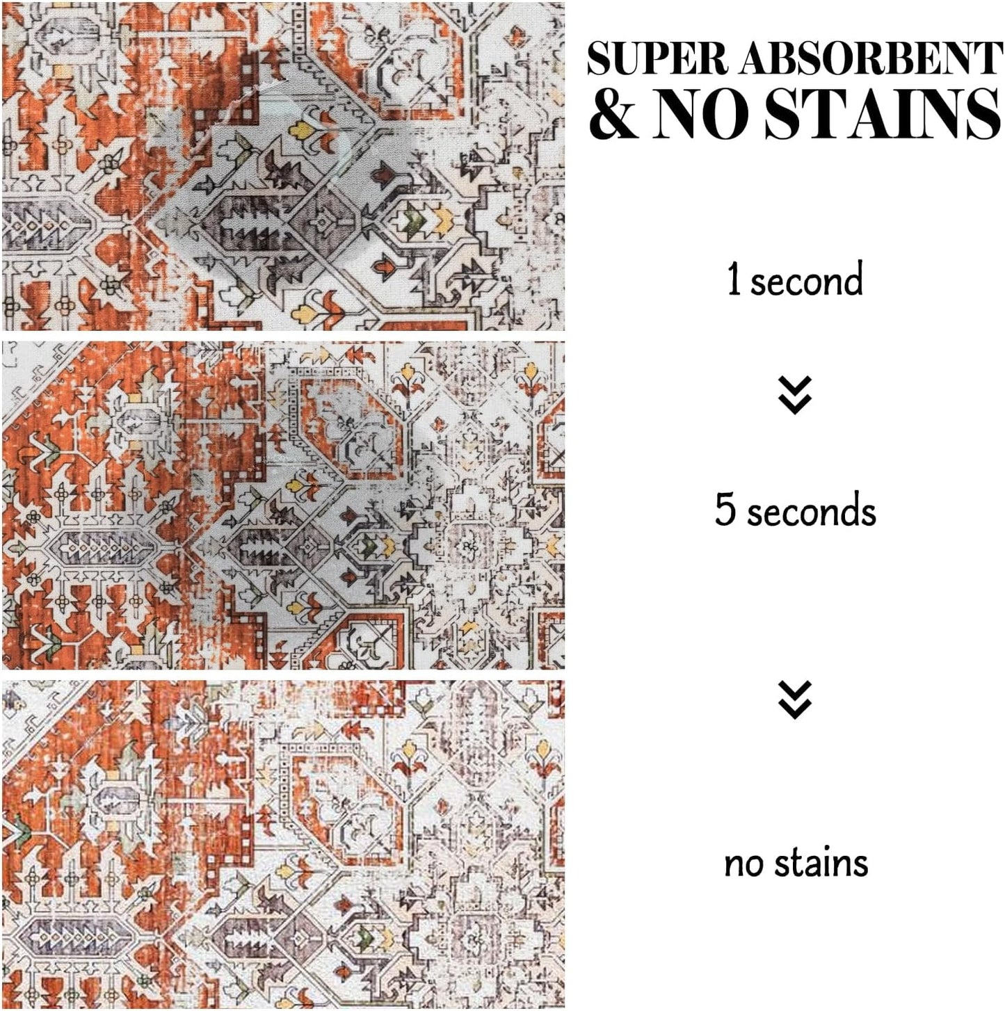 Dog Food Mats for Floors, Absorbent Quick Dry Pet Cat Food Mat, Dog Bowl Mats for Food and Water Dispenser Mat, Eco-Friendly Dog Accessories Pet Supplies 16""x24"", Vintage Orange