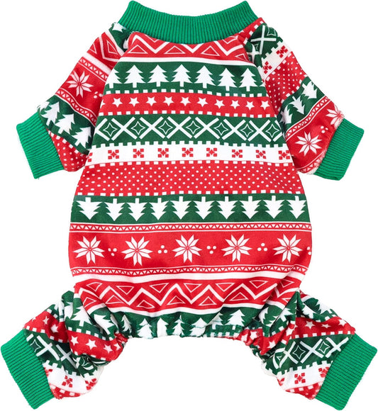 Fitwarm Dog Christmas Outfit, Dog Pajamas, Dog Winter Clothes for Small Dogs Boy Girl, Pet Ugly Sweater, Cat Costume, Red Green, Large