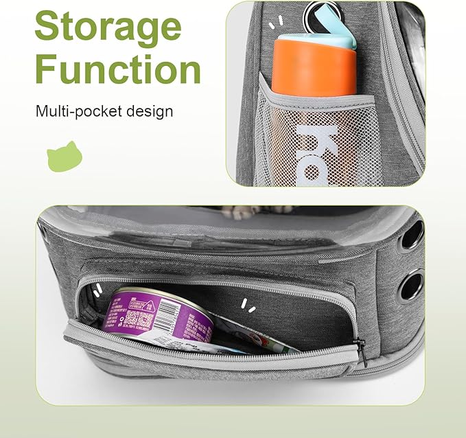 Expandable Cat Backpack,Cat Bubble Backpack Carrier for Carrying Cats, Pets and Small Dogs,Airline-Approved,Designed for Travel, Hiking, Walking,Car （Grey