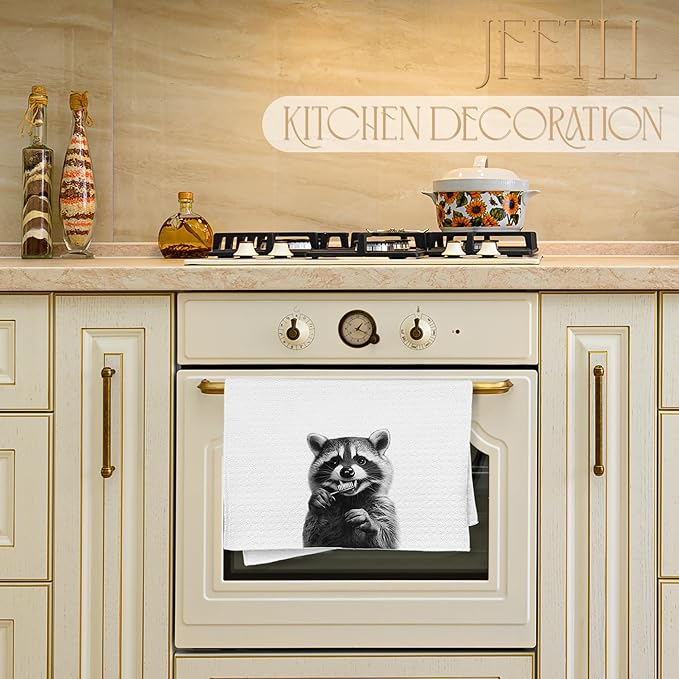 Funny Toothbrush Raccoon Bathroom Hand Towels, Gifts for Raccoon Lovers Hand Towels for Bathroom Washroom Restroom Decor, 16x24 Inch