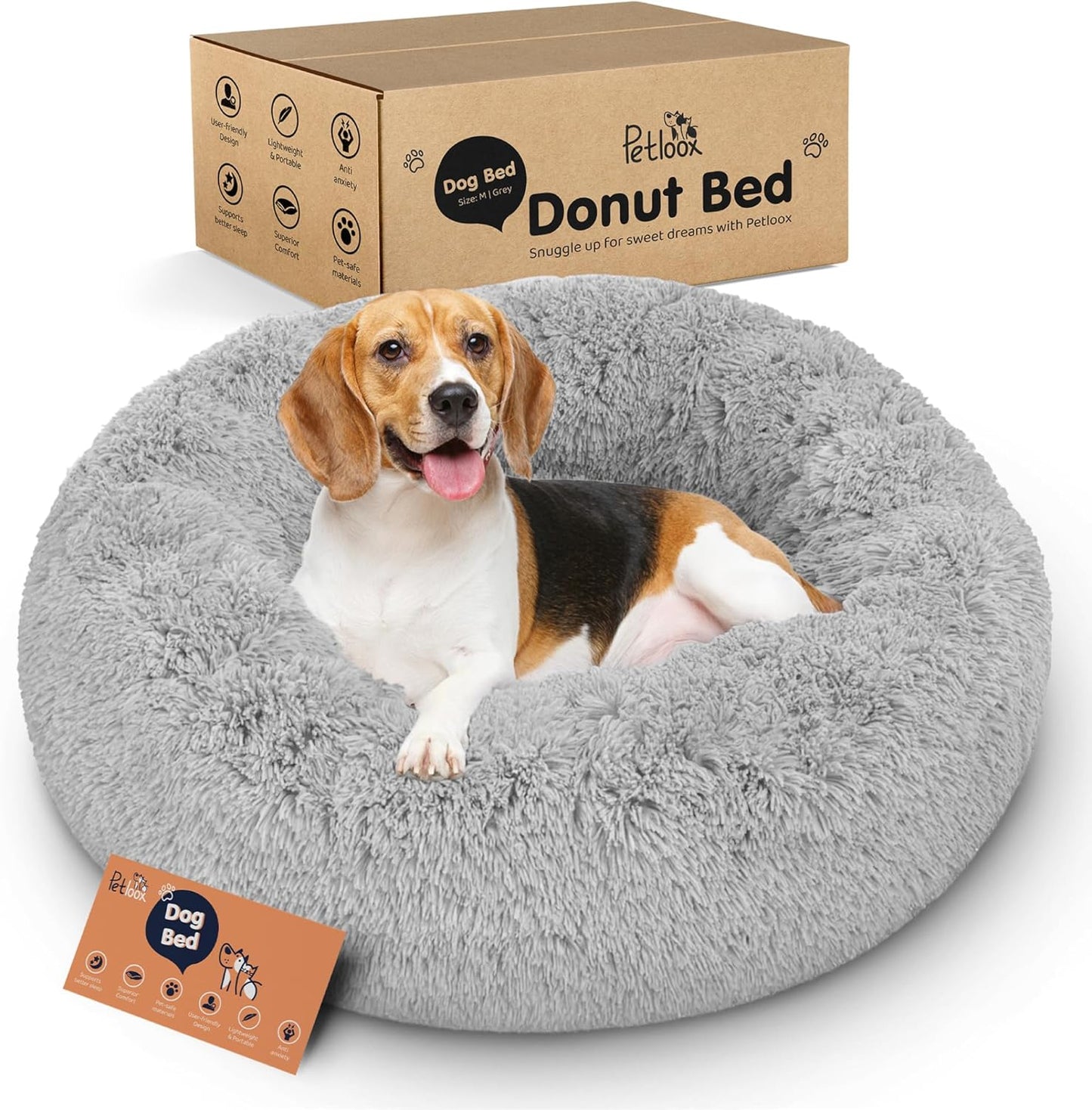Donut Dog Bed - Premium Comfort for Anxiety Relief - Fluffy & Calming Design with Ultra-Plush Support | Cozy Round Dog Bed with Super Soft Circle Style