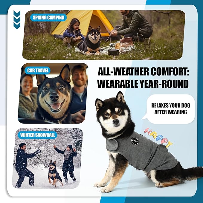 Dog Anxiety Vest Comfort Relief Coat, Dog Anxiety Calming Vest Wrap for Thunderstorm, Travel, Fireworks, Vet Visits, Separation Anxiety Relief for Dogs