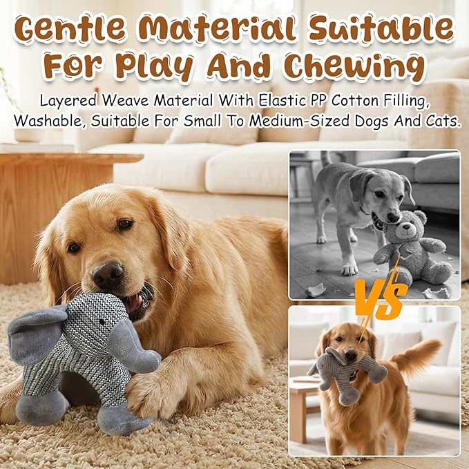 Pet Lori Linen SafariCompanions,Linen Safari Squeaky Dog Chew Toy,Robust Indestructible Dog Stuffed Toy for Small Medium Dogs,Dog Toy with Squeaker-Monkey