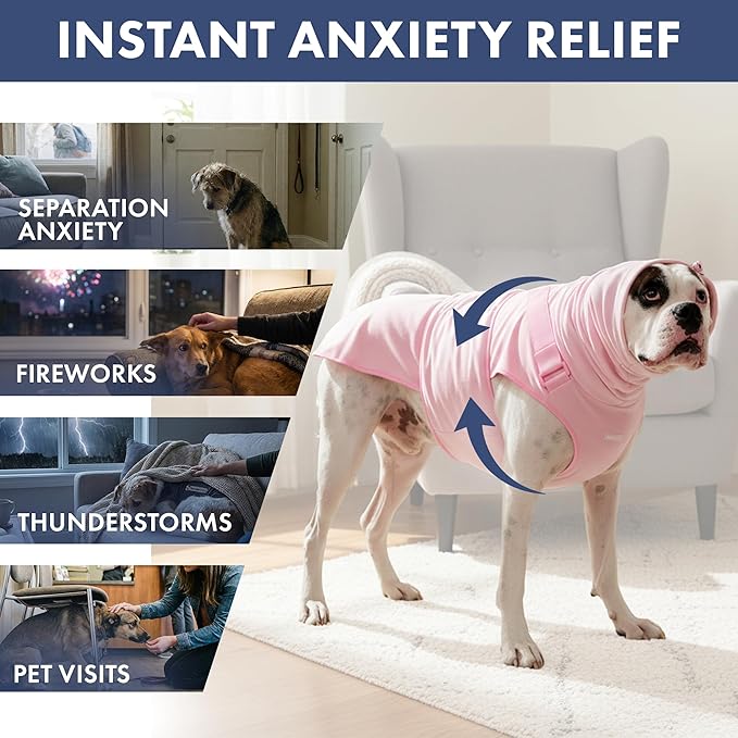 Spark Paws Anxiety Relief Vest for Dogs – Gentle Compression Dog Anxiety Suit, Calming Wrap for Separation Anxiety, Thunder, Fireworks, Suitable for Small Medium and Large Breeds - Pink - Size 4XL