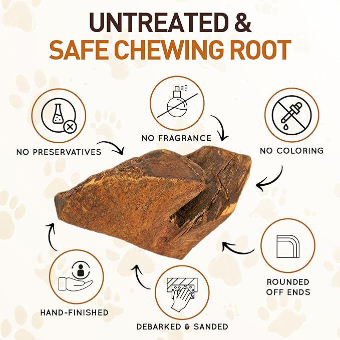 Wildfang® Briar Wood Chewing Root, Large - Splinter Free Wood Dog Chew Toys for Aggressive Chewer, Odorless Natural Teething Toys Dogs Dental Health, Healthy Gums (for Dogs 55-99 lbs), Pack of 1