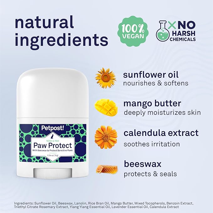 Petpost | Paw Protection for Dogs - Organic Sunflower Oil and Beeswax Balm for Hot Pavement - Wax Coats Dog Feet to Prevent Burns from Heat & Cold 0.64 oz.
