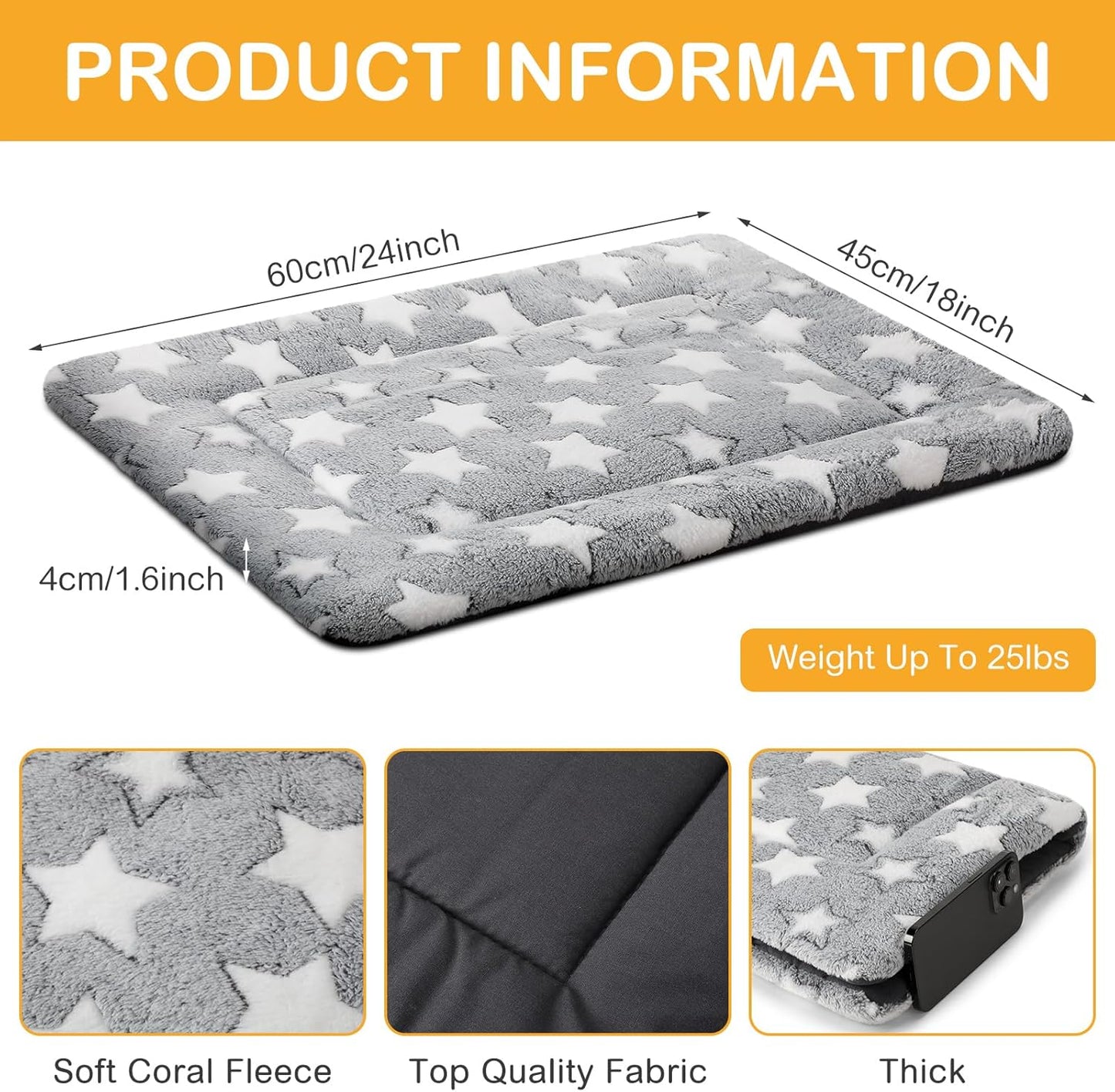 4 Pcs Washable Dog Crate Mat Kennel Pad Replaceable Reversible Pet Bed Pad for Crate Pet, Sleeping Mat for Small, Medium, Large Dog Machine Washable(18 x 24 x 1.6 Inch,Gray)