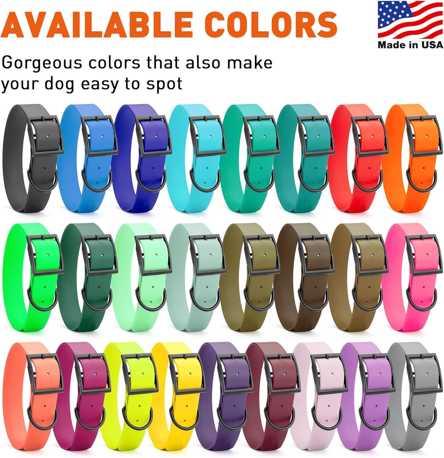 Dogline Biothane Waterproof Dog Collar Strong Coated Nylon Webbing with Black Hardware Odor- Proof for Easy Care Easy to Clean High Performance Fits Small Medium or Large Dogs, Teal