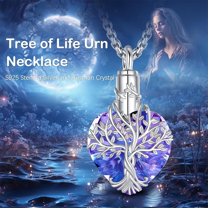 EUDORA Sterling Silver Urn Necklace for Ashes for Women Men, Ash Pendant for Human Cat Dog Ashes, Necklace for Ashes of Loved One Dad Mom Papa Pet Cremation Souvenir Jewelry for Funeral, 20inch