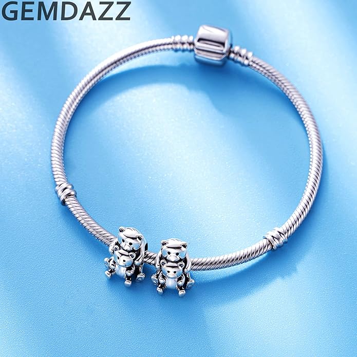 GEMDAZZ Animal Theme Charms in 925 Sterling Silver, Cute 3D Polar Bear, Frog, Cicada, Ladybug, Bee, Dragonfly Beads fit European Women Bracelet, Gift for Birthday/Christmas/Friends/Mom/Lover