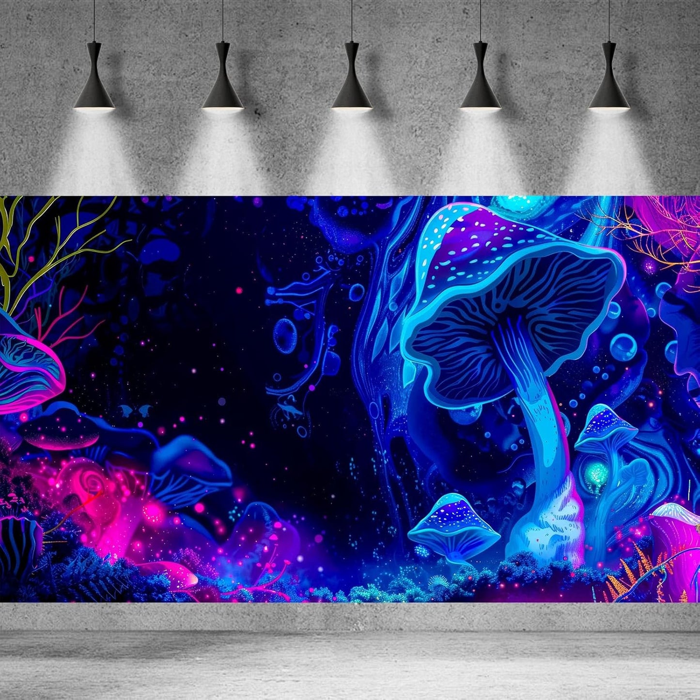Fantasy Mushroom Forest Aquarium Background Abstract Cartoon Mushroom Reptile Tank Backgrounds Vibrant Jungle Mushrooms Theme Fish Tank Background Magic Mushrooms Reptile Enclosure Backgrounds 48x20in